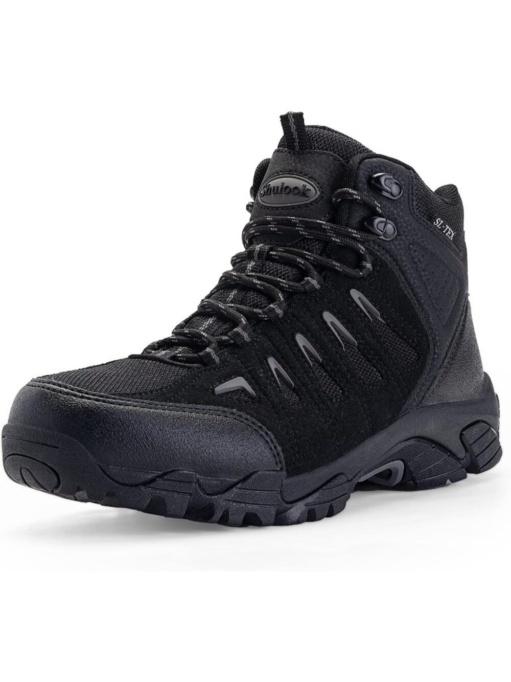 Men's Black Grey Waterproof Shoes Casual Mid Top Round Toe Non Slip Hiking Boots